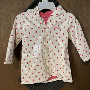 3T girl rain jacket with polka dots
